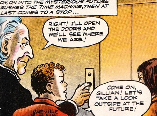 The Doctor opens the TARDIS doors. (COMIC: The Klepton Parasites [+]Loading...["The Klepton Parasites (comic story)"])