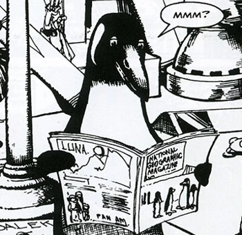 Frobisher relaxes with a magazine from a box room in the TARDIS. (COMIC: Changes [+]Loading...["Changes (comic story)"])