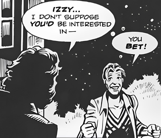 The Eighth Doctor invites Izzy Sinclair aboard. (COMIC: Endgame [+]Loading...["Endgame (DWM comic story)"])