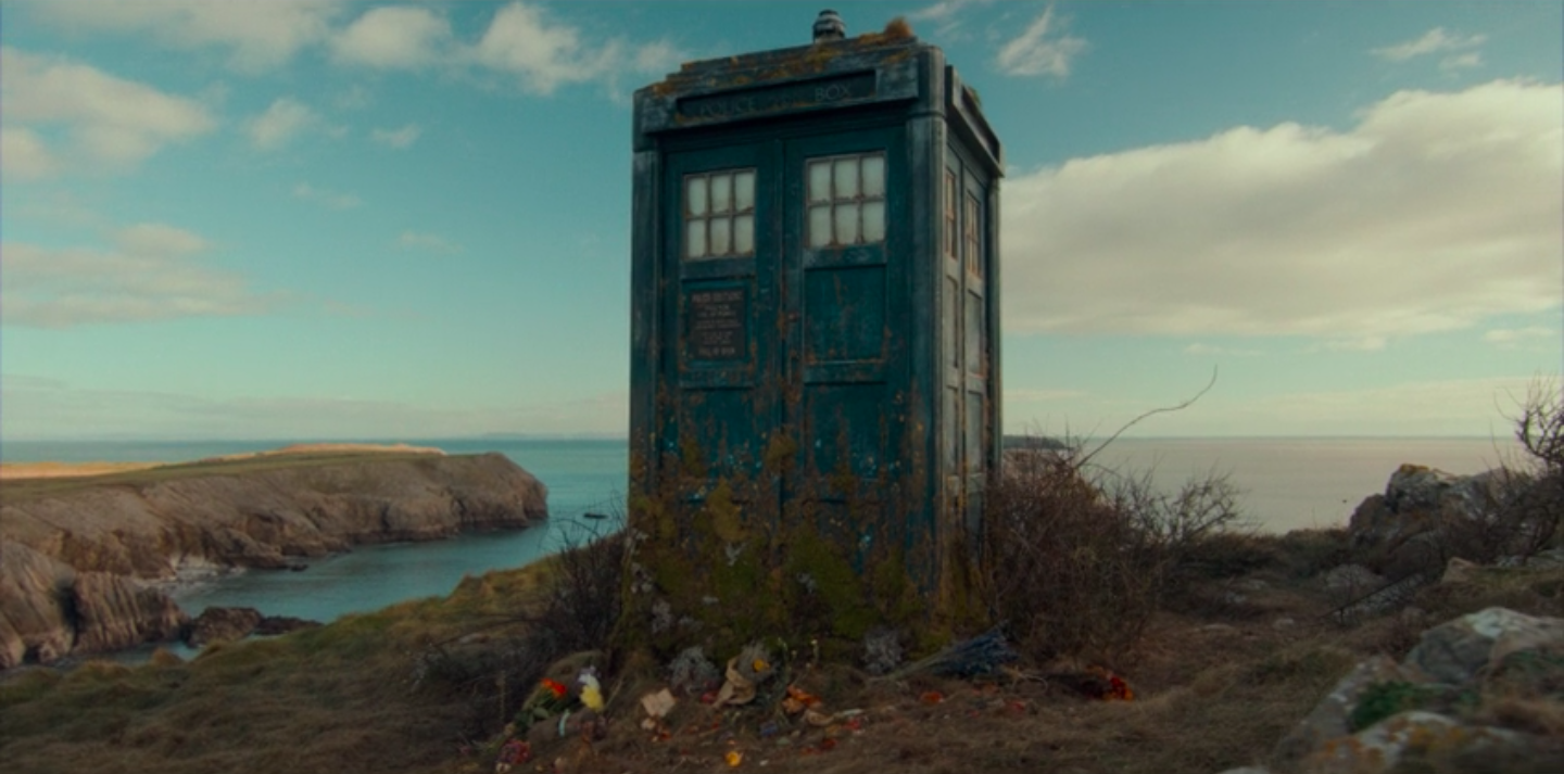 The TARDIS overgrown after being abandoned for decades. (TV: 73 Yards [+]Loading...["73 Yards (TV story)"])
