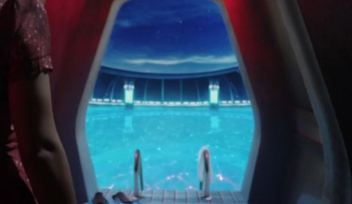 The TARDIS swimming pool. (TV: Journey to the Centre of the TARDIS [+]Loading...["Journey to the Centre of the TARDIS (TV story)"])
