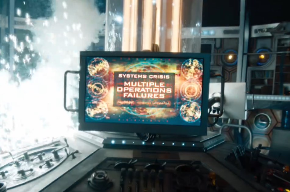 Damage from the Twelfth Doctor's regeneration. (TV: Twice Upon a Time [+]Loading...["Twice Upon a Time (TV story)"])