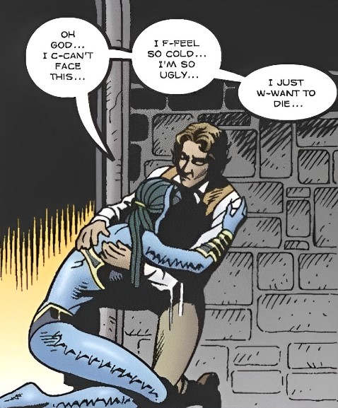 The Doctor comforts Izzy aboard the TARDIS. (COMIC: Beautiful Freak [+]Loading...["Beautiful Freak (comic story)"])