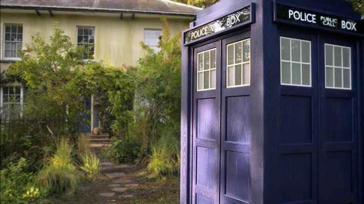 Newly regenerated, the TARDIS awaits the Eleventh Doctor in Amy's garden. (TV: The Eleventh Hour [+]Loading...["The Eleventh Hour (TV story)"])