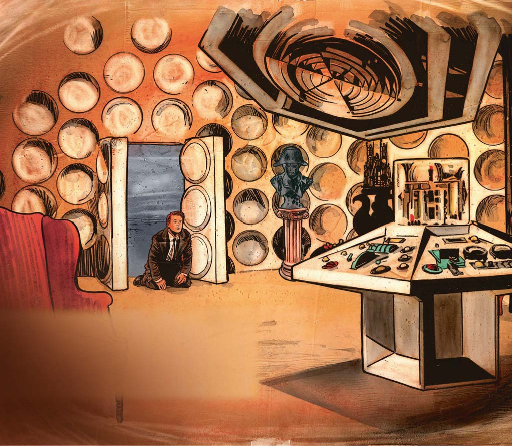 Ian in the TARDIS. (PROSE: Doctor Who in an Exciting Adventure with the Daleks [+]Loading...["Doctor Who in an Exciting Adventure with the Daleks (novelisation)"])
