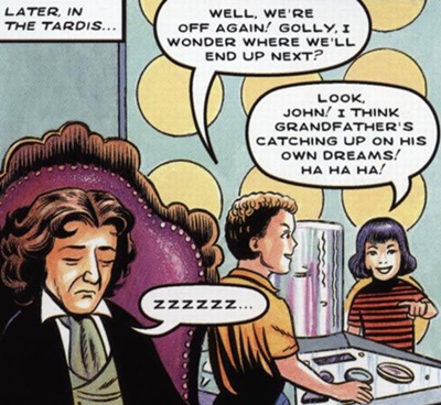 After their adventure, the trio return to the TARDIS. (COMIC: The Land of Happy Endings [+]Loading...["The Land of Happy Endings (comic story)"])