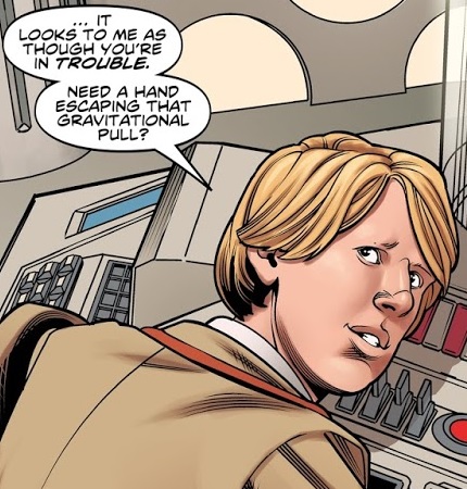 The Fifth Doctor at the controls. (COMIC: The Lost Dimension [+]Loading...["The Lost Dimension (comic story)"])