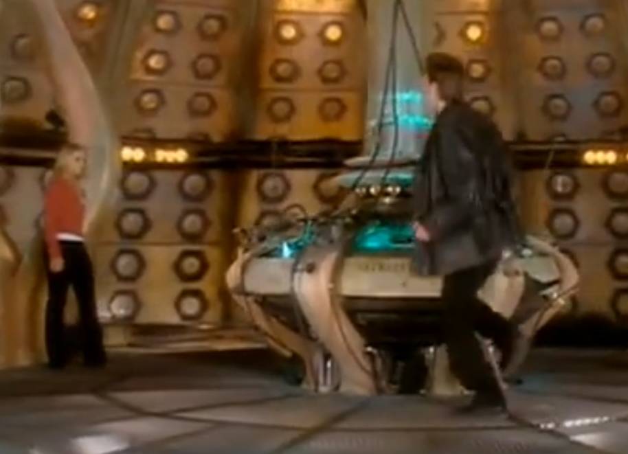 The newly regenerated Tenth Doctor hops around the console. (TV: Born Again [+]Loading...["Born Again (TV story)"])