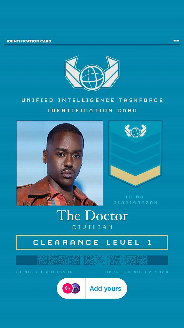 The Fifteenth Doctor's UNIT identification card.