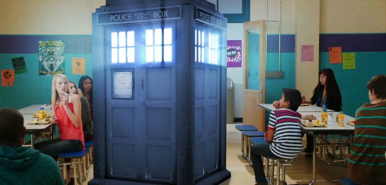 The TARDIS in the Forest Hills Jr. Sr. High cafeteria.