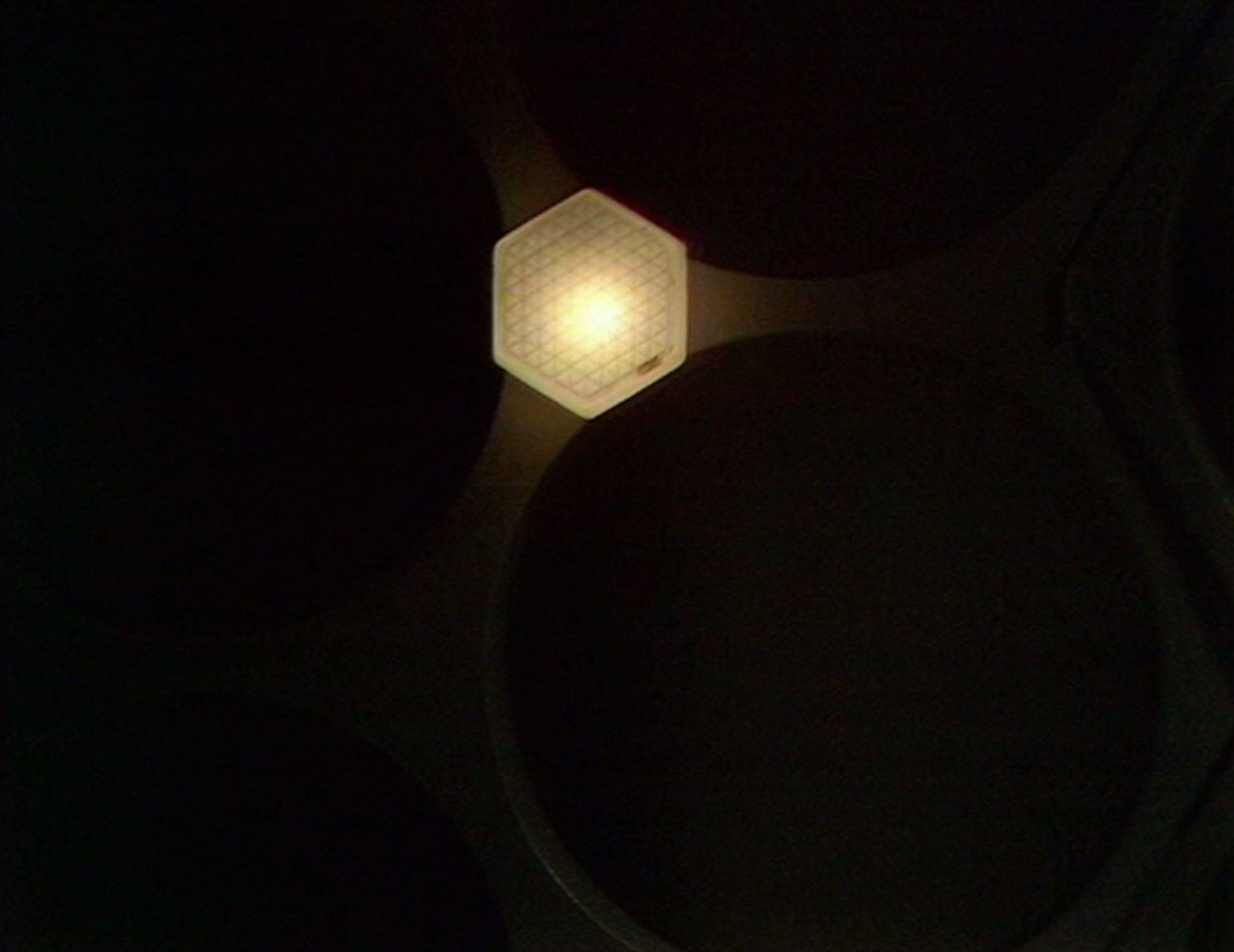 The TARDIS interior light powering down. (TV: Death to the Daleks [+]Loading...["Death to the Daleks (TV story)"])