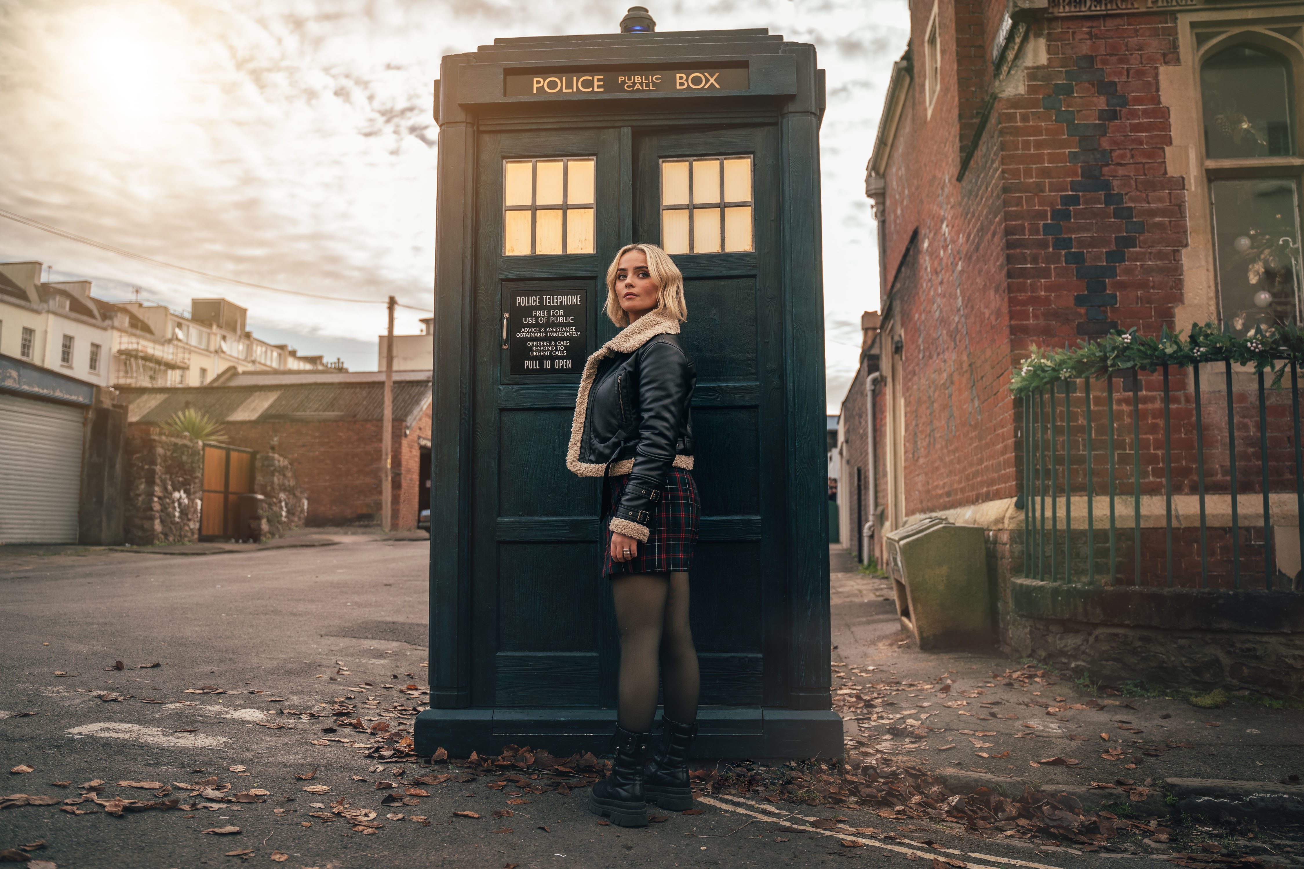 Ruby outside the TARDIS.