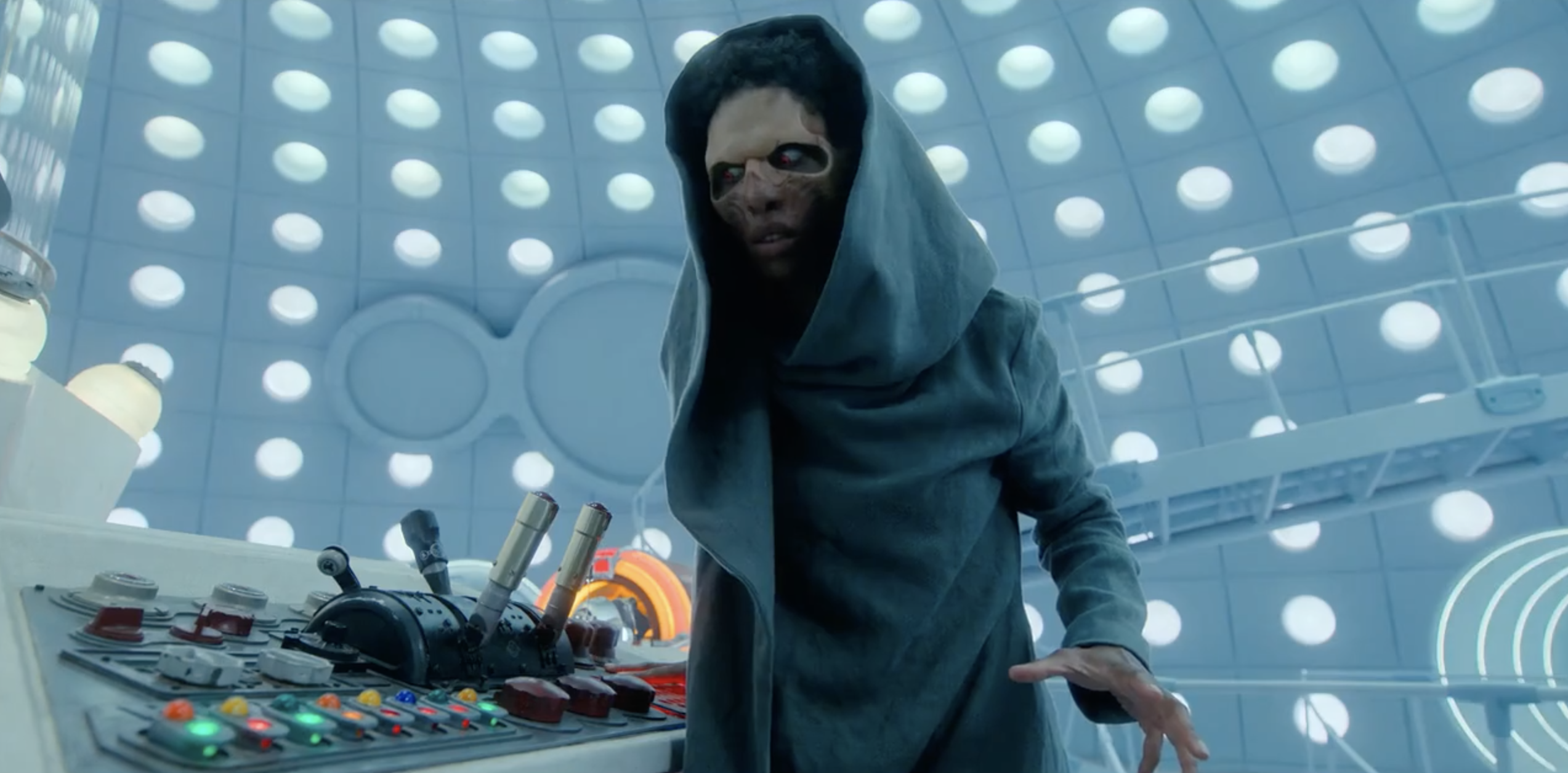 Harriet Arbinger in the TARDIS. (TV: Empire of Death [+]Loading...["Empire of Death (TV story)"])