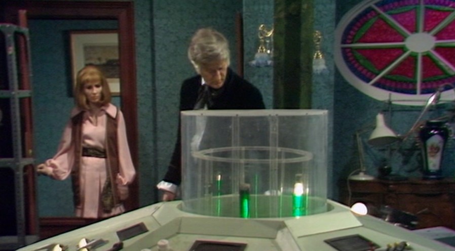 The Doctor works on the detached console in his lab. (TV: The Ambassadors of Death [+]Loading...["The Ambassadors of Death (TV story)"])