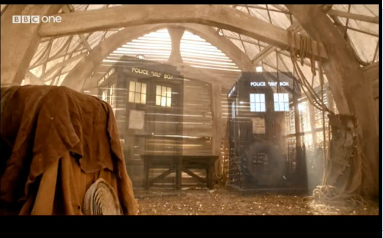 Two TARDISes. (TV: The Day of the Doctor [+]Loading...["The Day of the Doctor (TV story)"])
