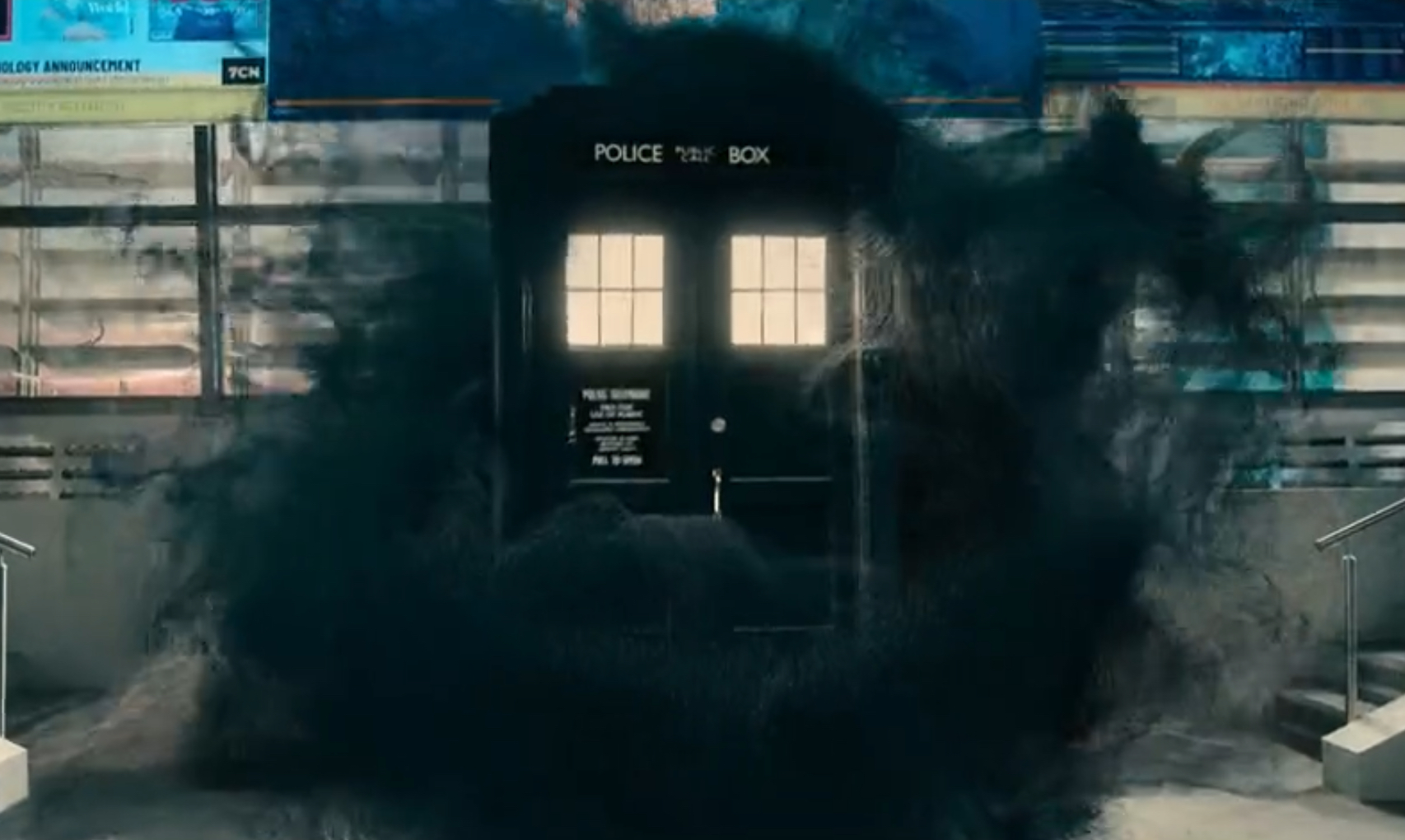The entity attached to the TARDIS begins to manifest. (TV: The Legend of Ruby Sunday [+]Loading...["The Legend of Ruby Sunday (TV story)"])