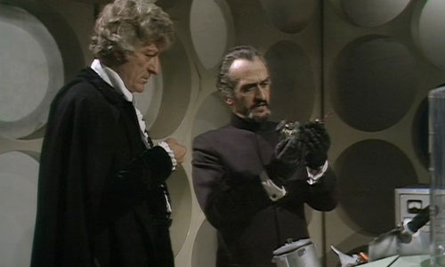 The Third Doctor and the Master repair the TARDIS. (TV: The Claws of Axos [+]Loading...["The Claws of Axos (TV story)"])