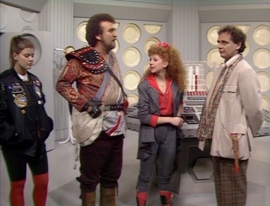 One companion leaves the TARDIS as another comes aboard. (TV: Dragonfire [+]Loading...["Dragonfire (TV story)"])