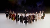The Eleventh Doctor dreams of all his incarnations looking up at Gallifrey.