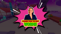 Sticker of Justine Littlewood: "I Dare You to Eat Worms".