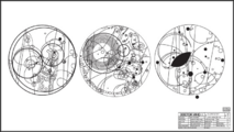 Bowers concept art of symbols referred to here as "Clockwork symbol", "Gallifreyan Solar System", and "Universal Roaming background"