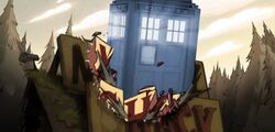 TARDIS crashes into Mystery Shack 2.jpg