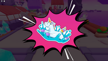 Sticker of an inflatable unicorn.