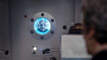 Davros appears to the Twelfth Doctor on a screen in Dalek High Command.