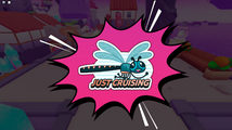 Sticker of a dragonfly: "Just Cruising".