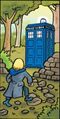 The Thirteenth Doctor returns to the TARDIS in an orchard.