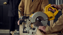 A circular saw is used in front of 10 Downing Street.