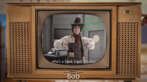 The Fourth Doctor on a television. (Bob Ross vs Pablo Picasso)