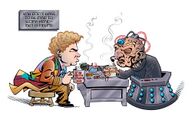 The Sixth Doctor and Davros in AUDIO: Davros. (DWM 338)