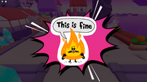 Sticker of a sentient fire: "This is fine".