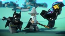 Batman, Gandalf, and Wyldstyle in the Land of Ooo.