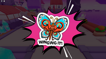 Sticker of a butterfly: "Winging It!".