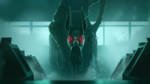 Full-colour concept art for Ruby Sunday confronting Sutekh in UNIT HQ.