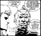 Davros expounds upon his fascistic worldview to the Doctor.