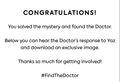 #FindTheDoctor: "Congratulations!"