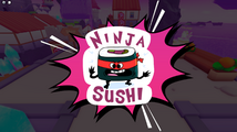 Sticker of sentient ninja sushi: "Ninja Sushi!".