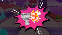 Sticker of a microphone: "Whatta Goal!".