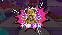 Sticker of Hacker T Dog: "Y'alright!".