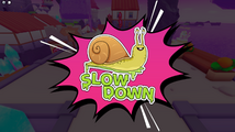 Sticker of a snail: "Slow Down".