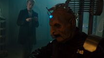 Davros unsuccessfully tries to convince the Doctor, who has retrieved his confession dial, to be worried about the situation.