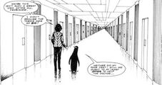 Peri and Frobisher wander the corridors. (COMIC: Changes [+]Loading...["Changes (comic story)"])