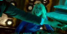 The Tenth Doctor and Rose Tyler in the TARDIS. (Archival footage from New Earth [+]Loading...["New Earth (TV story)"])