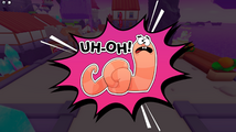 Sticker of a worm: "Uh-oh!".