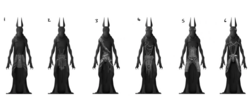 Early sketches testing outfits for a more humanoid Sutekh.