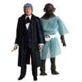 Third Doctor in cloak with sonic screwdriver and Sea Devil with sonic disc from TV: The Sea Devils