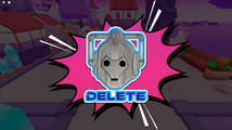 Sticker of a Cyberman: "Delete".